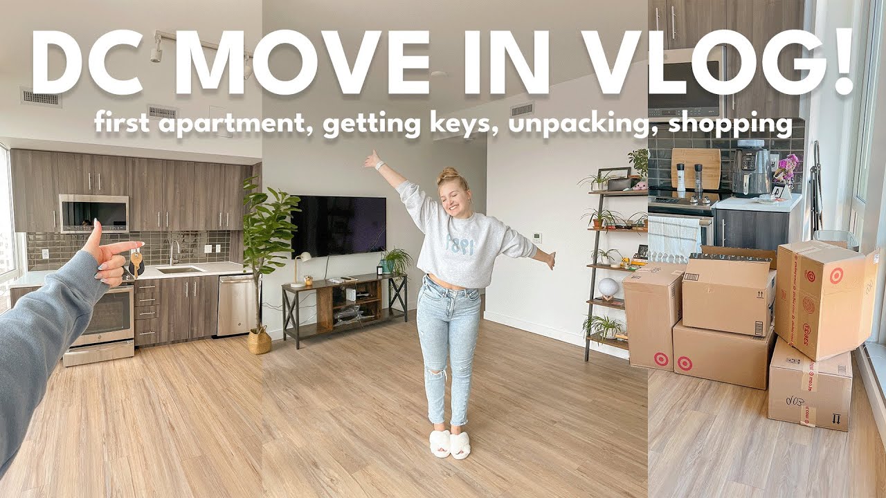 DC MOVE IN VLOG 2024 🚚 getting my keys, furniture shopping, moving into my first apartment!