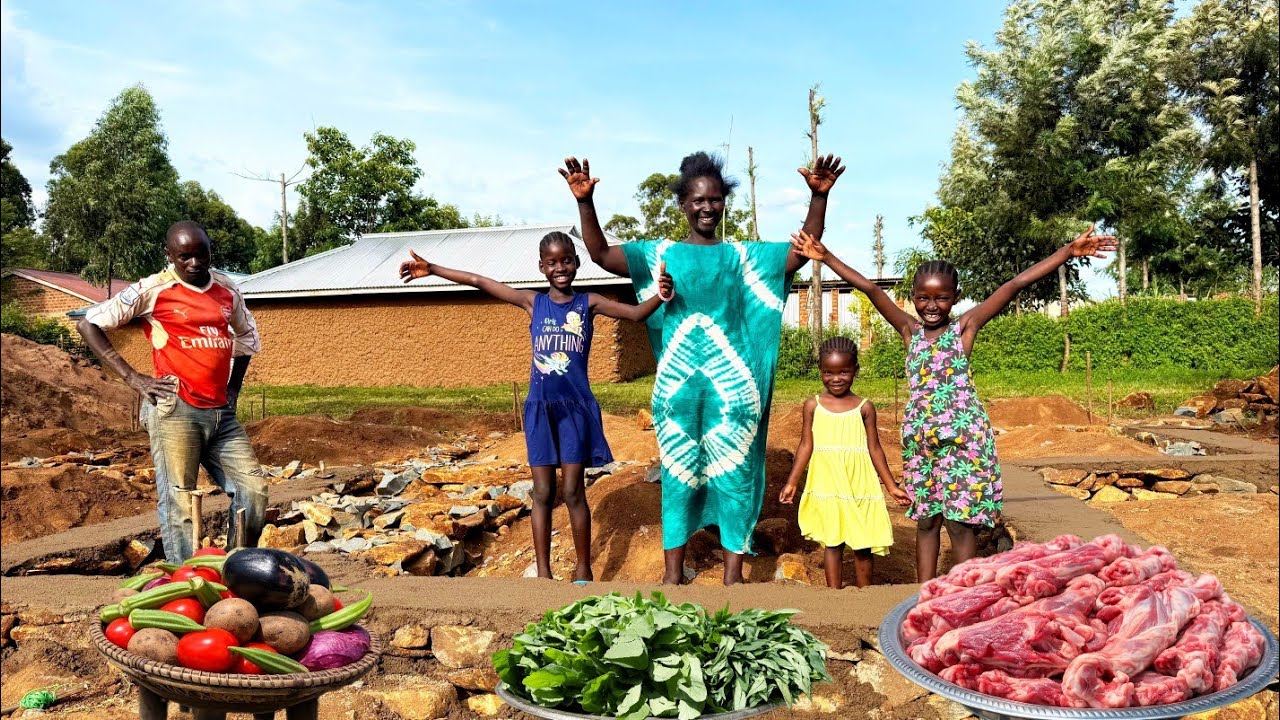 Finally! Struggling African Village Mum Screeds Her Dream House & Cooks Fresh Harvested Vegetables🏠🥬