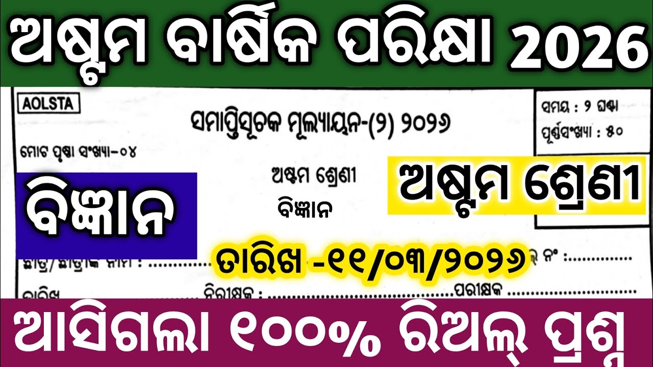 8th class annual exam 2026 science question paper /8th class annual exam science question paper 2026