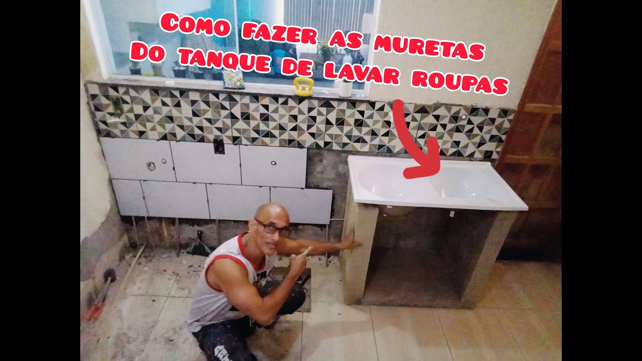 NA LAVANDERIA COMO FAZER AS MURETAS PARA INSTALAÇÃO DO TANQUE DE DUAS CUBAS