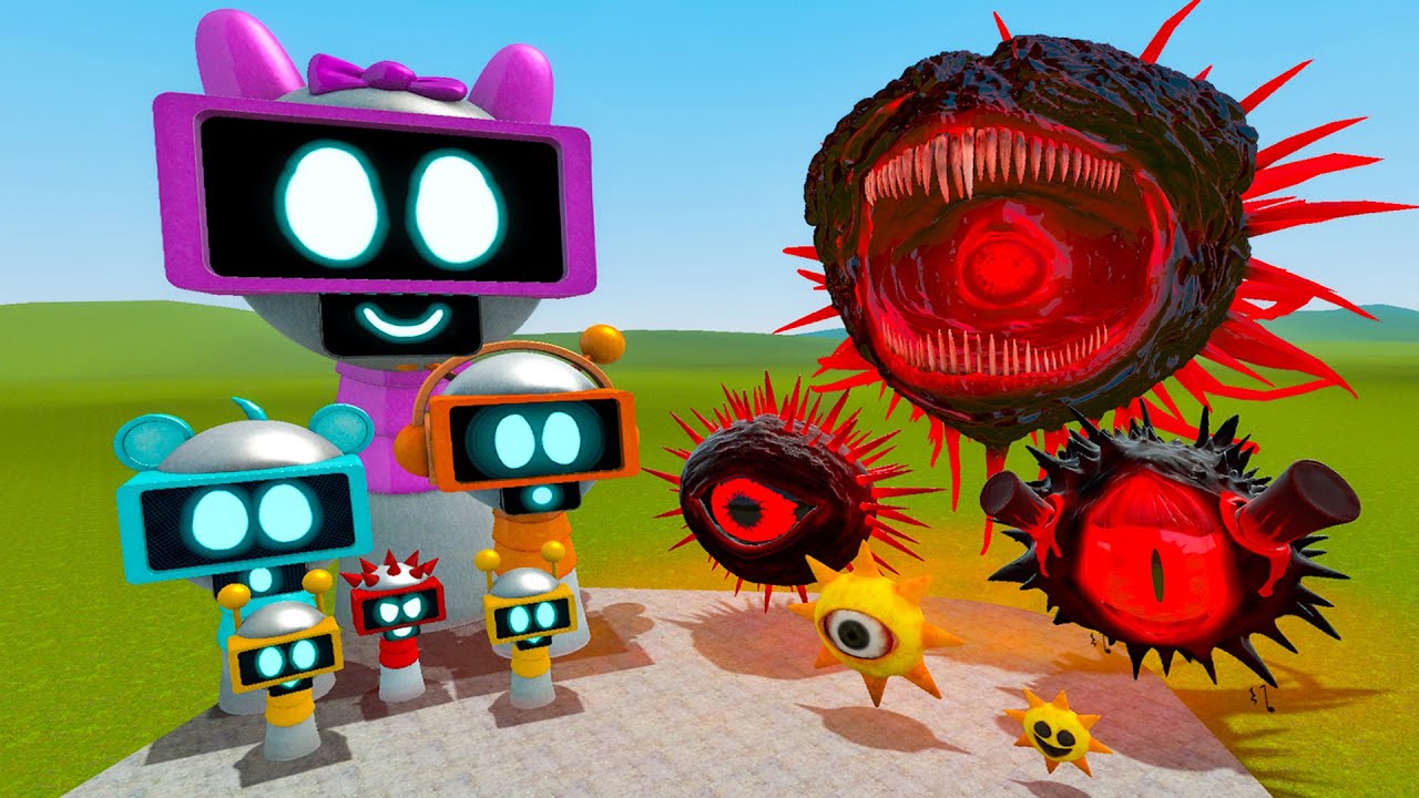 NEW ALL SPRUNKI ROBOT VS ALL PHASES OF HORROR MR SUN SPRUNKI In Garry's Mod!