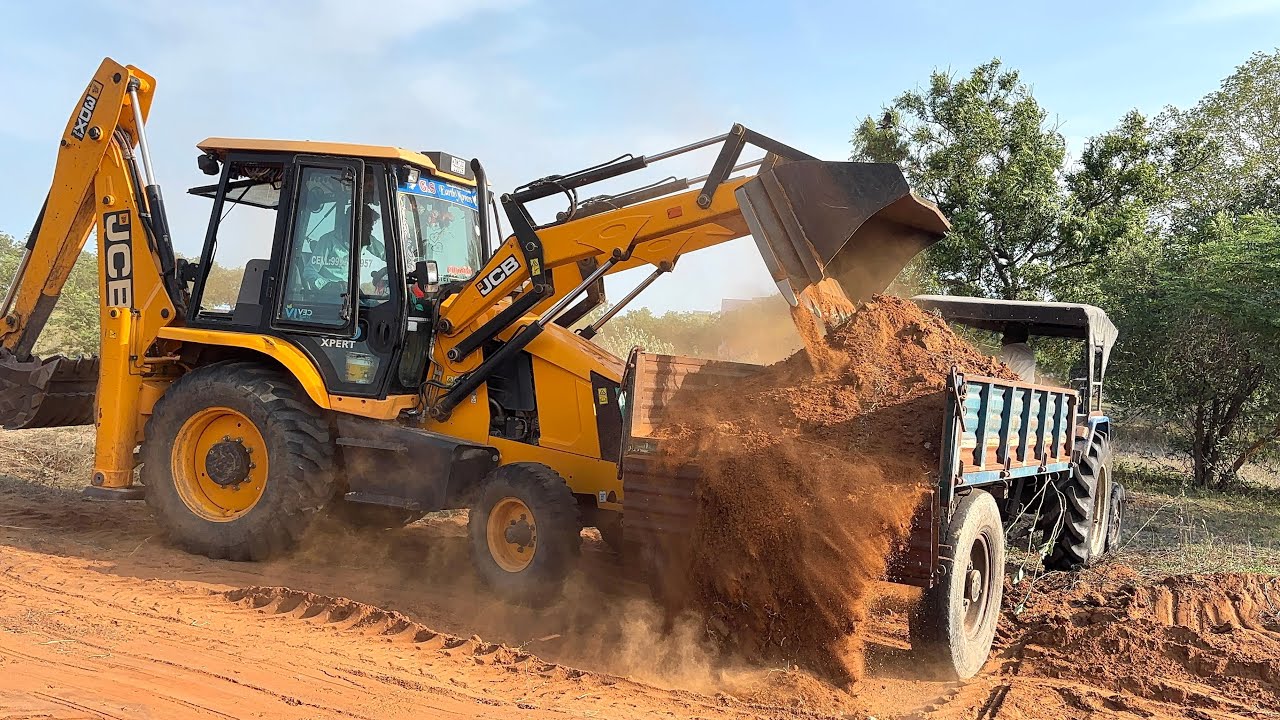 JCB 3DX Earth Loading in Tractor Trolley | Construction Equipment || JCB Video 