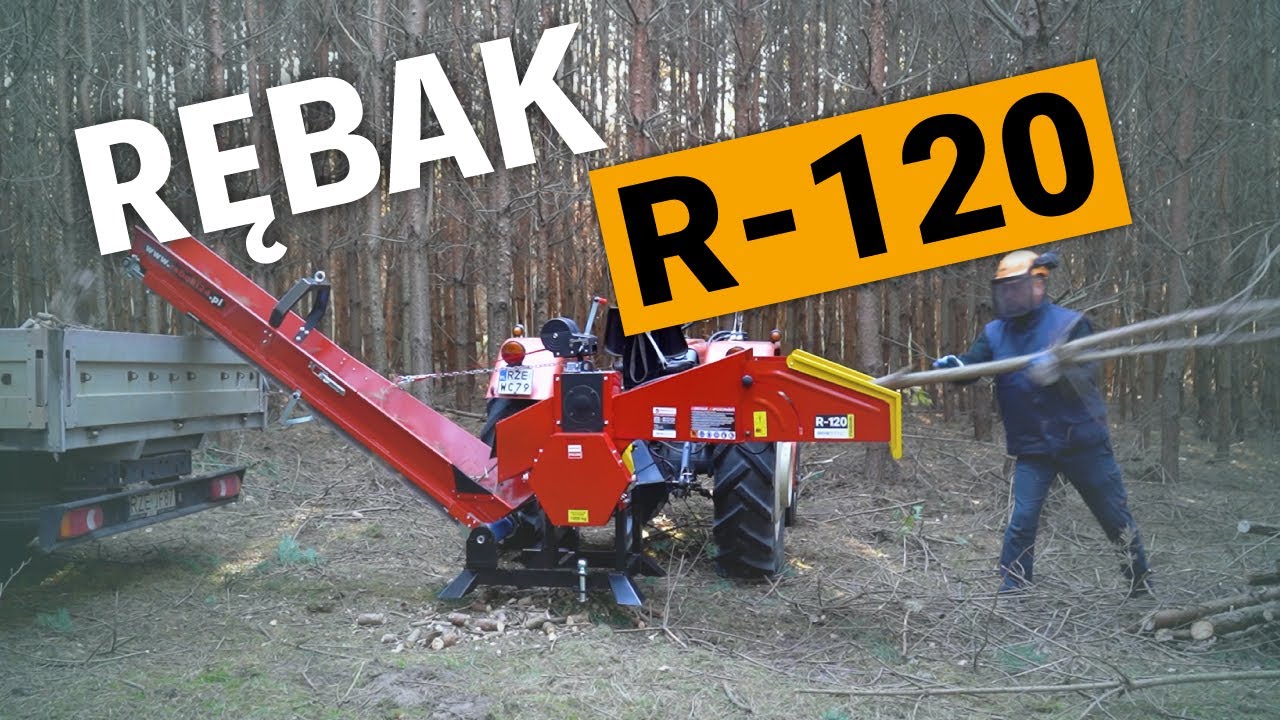 Rębak do cięcia gałęzi i drzew na kawałki opałowe  :) 𝗠𝗼𝗱𝗲𝗹 𝗥-𝟭𝟮𝟬 𝘇 𝗽𝗿𝘇𝗲𝗻𝗼𝘀́𝗻𝗶𝗸𝗶𝗲𝗺 𝘁𝗮𝘀́𝗺𝗼𝘄𝘆𝗺 ‼💥