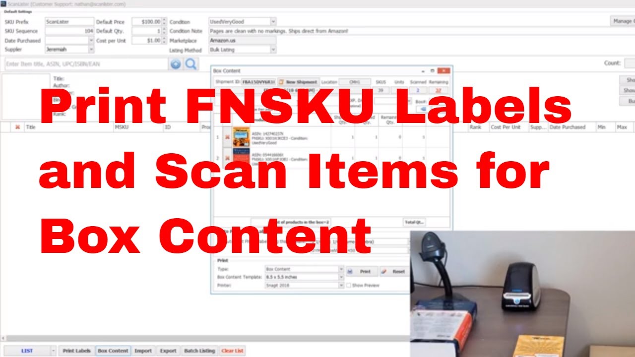 Print FNSKU Labels and Scan Items for Box Content