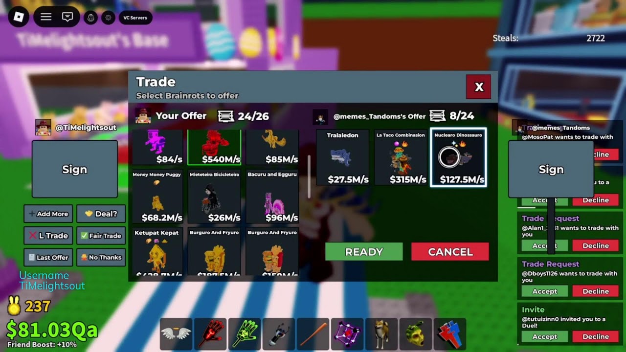 PVP & Trading Live! | Roblox Steal a Brainrot Ep:77