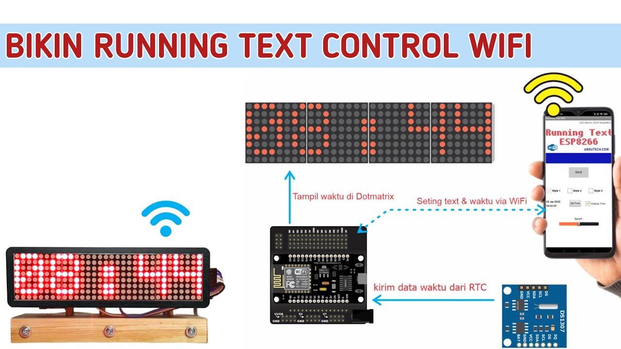 TUTORIAL MEMBUAT PROJECT RUNNINGTEXT ARDUINO CONTROL VIA ANDROID DENGAN KONEKSI WIFI #runningtext