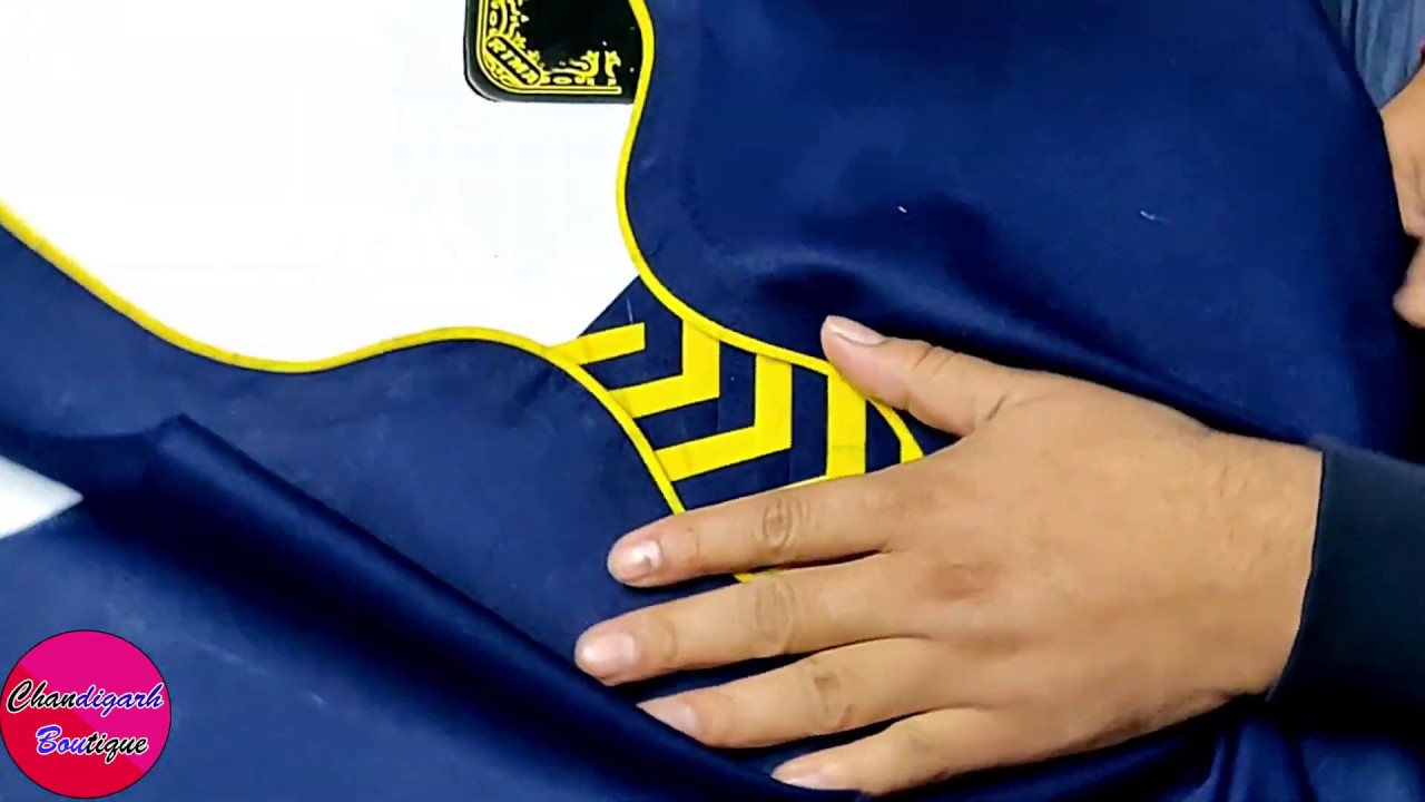 Trendy neck design with piping for suit/kurti/kameez cutting and stitching