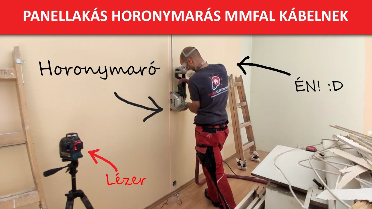 Panellakás horonymarás MMFAL kábelnek.