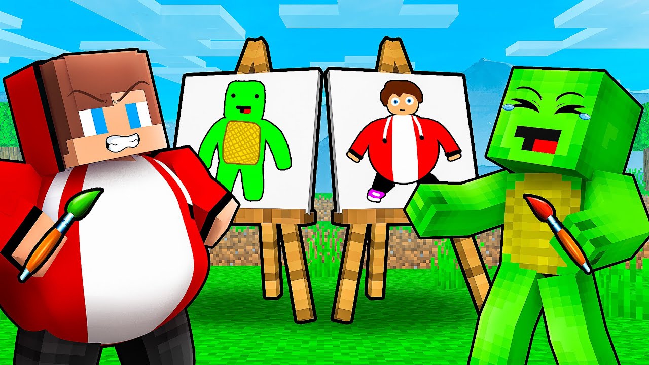 JJ and Mikey: SPEED DRAWING Battle in Minecraft - Maizen