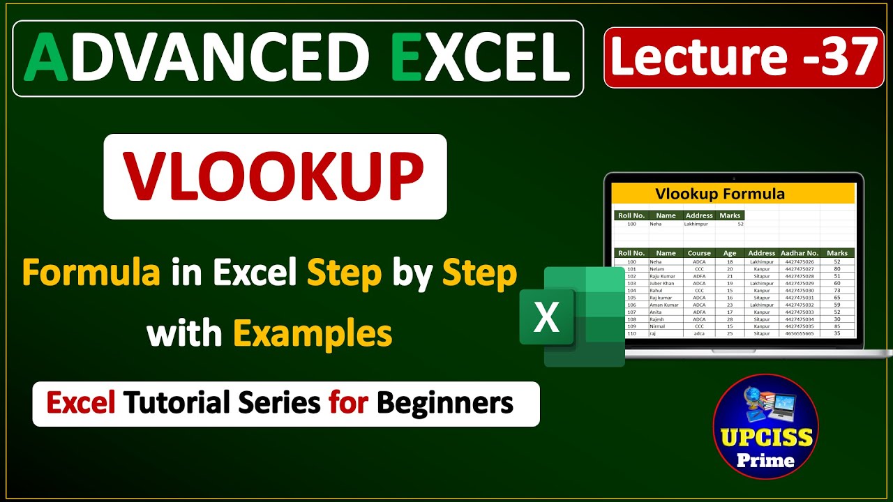 VLOOKUP Formula in Excel with Examples | How to Use VLOOKUP in Excel (Hindi) | Lecture-37