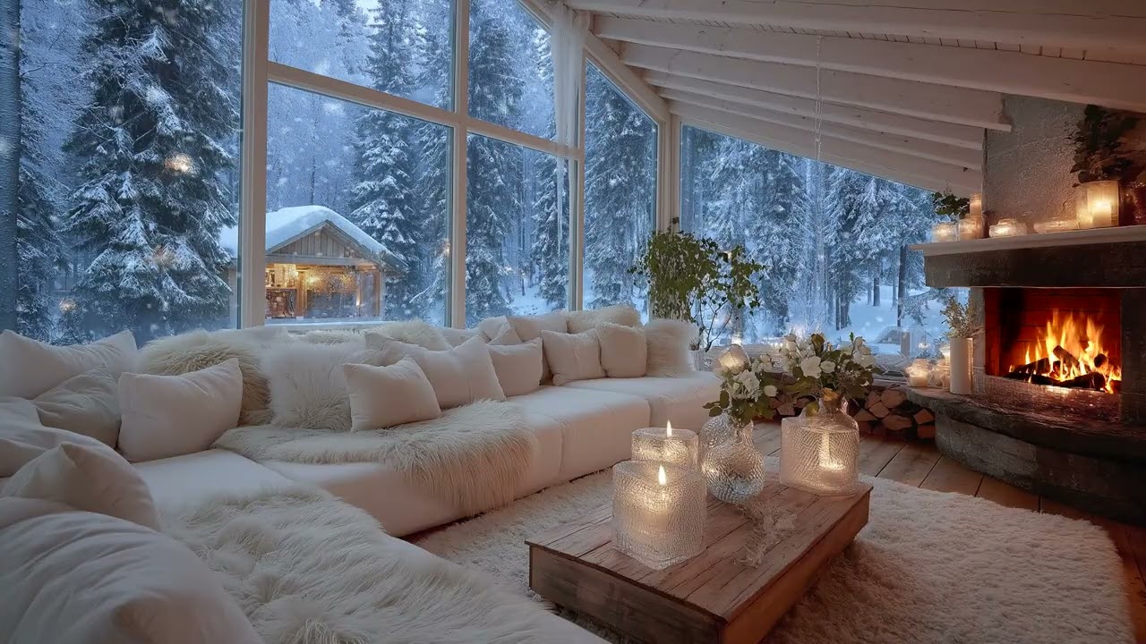 ❄️Calming Piano Music | 4 Hours of Candlelight Lounge Snow for Relaxation, Focus, Sleep & Meditation