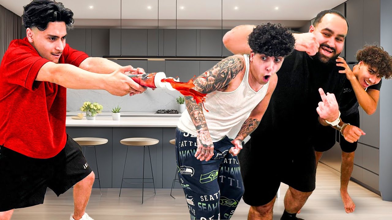 Boys R Us Handcuffed FOOD Challenge!! *TURNS INTO HUGE FOOD FIGHT*
