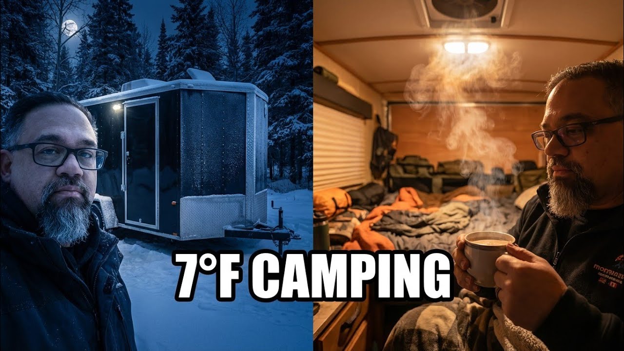 Cargo trailer camping in cold weather  🥶