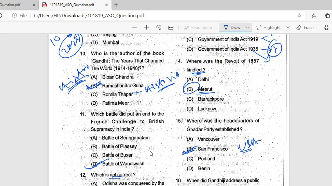 OPSC ASO 2018 Question paper solution # General Awareness