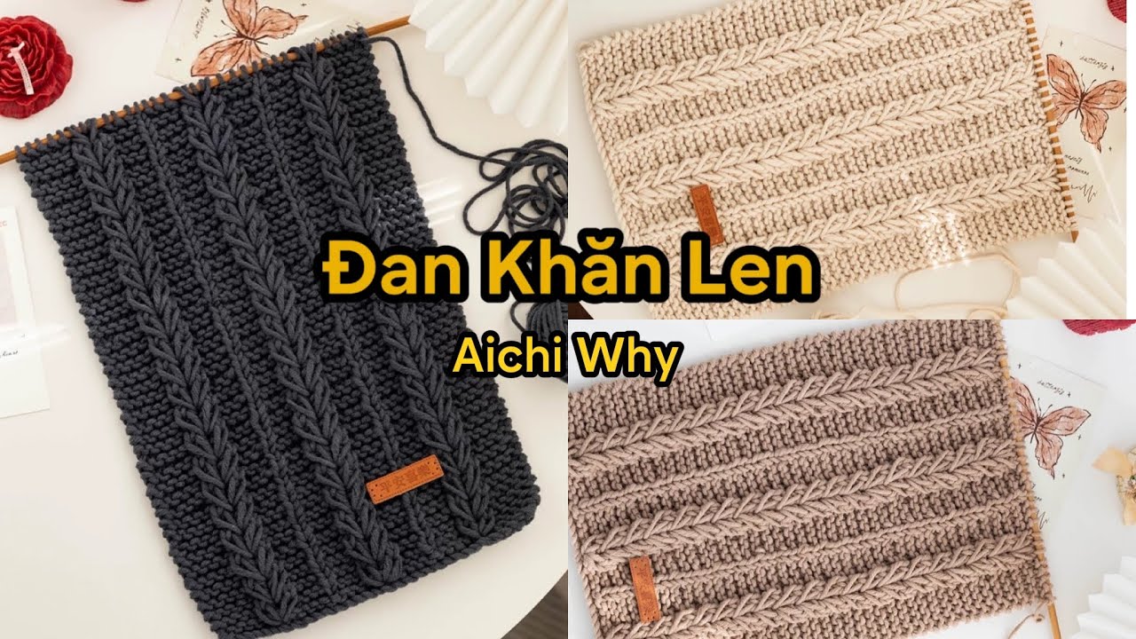 Knitting scarves || Hướng dẫn đan khăn len hoạ tiết Trái Tim || Hướng dẫn cho người mới
