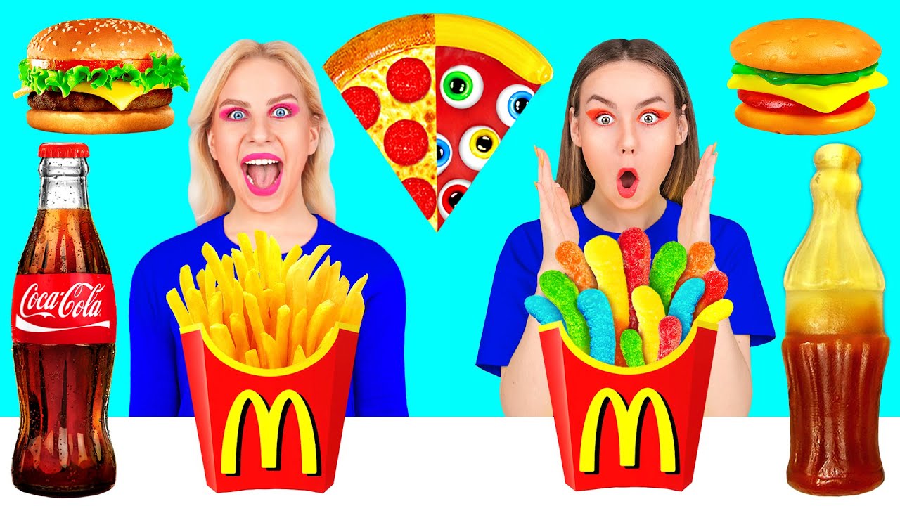 Comida Gomosa vs Comida de Verdad Desaf&iacute;o por BooBoom Challenge
