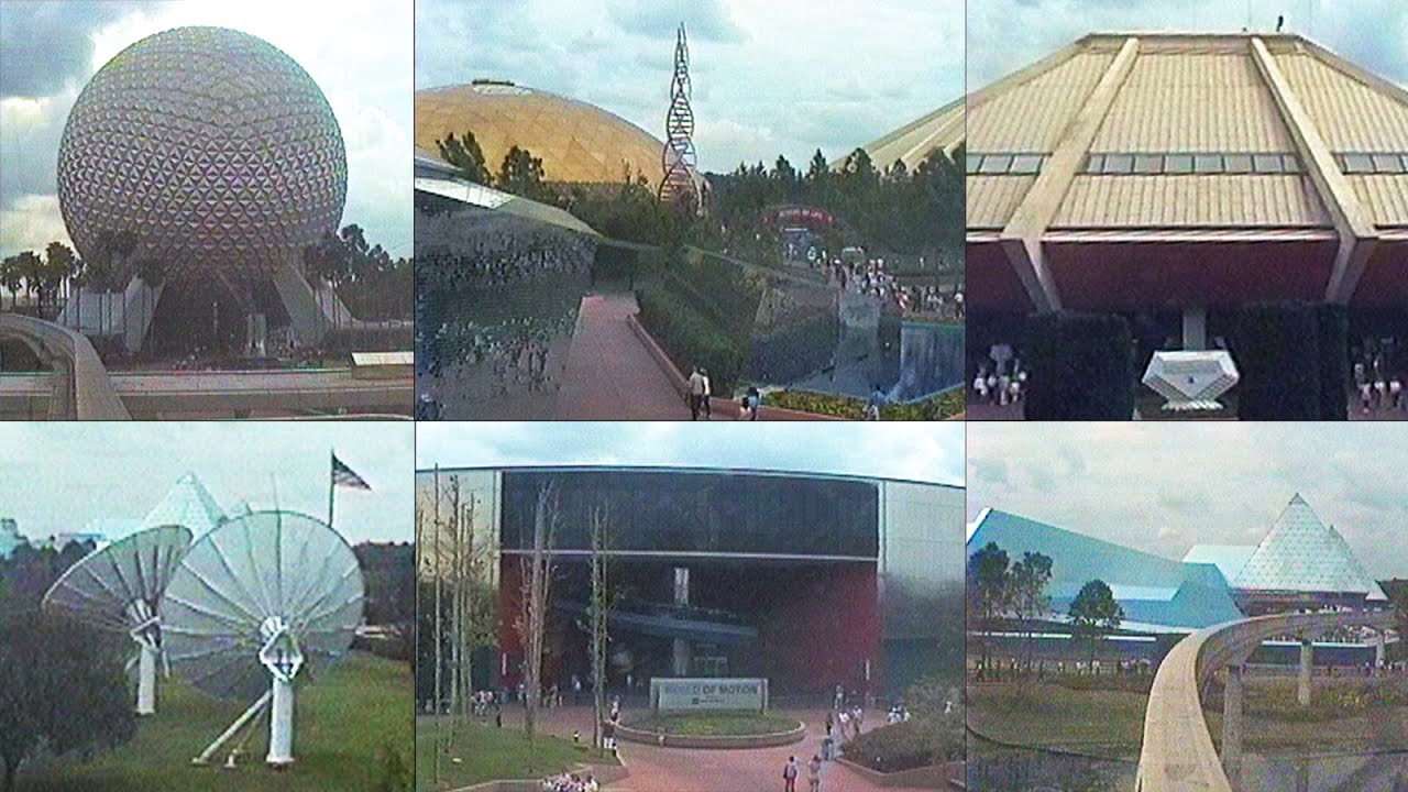 Monorail Ride to Epcot Center 1991 in Front Cab - Views of Energy, Horizons, World of Motion, Seas +