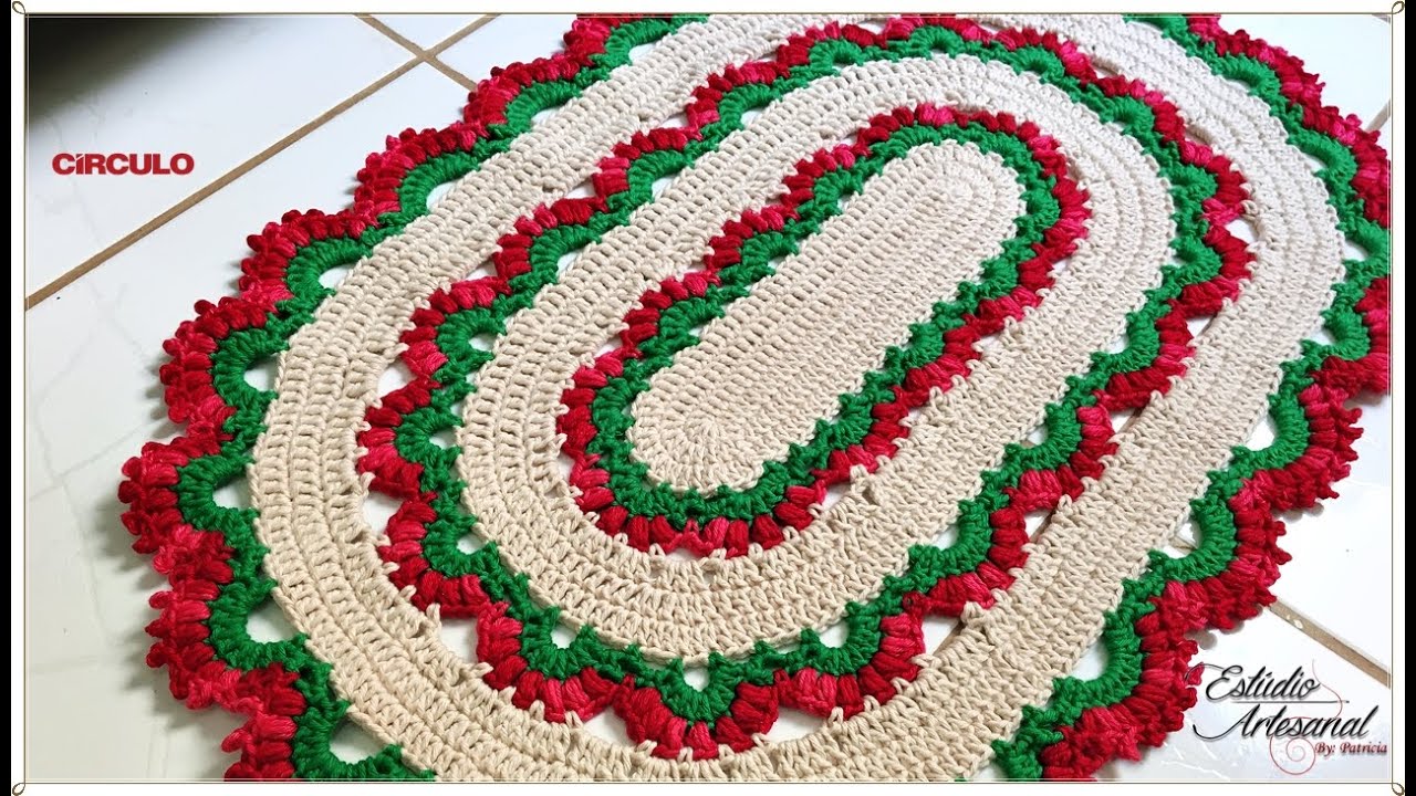 Tapete com flores em croche parte 1 | tema natalino