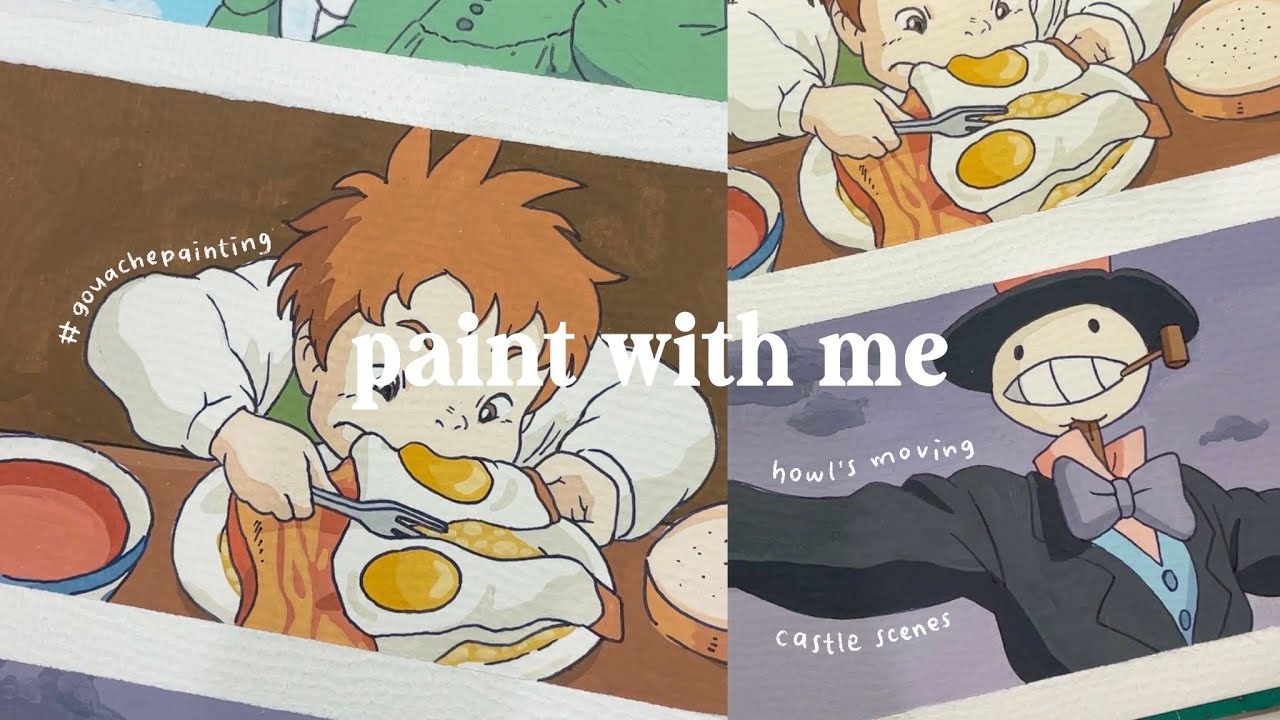 paint with me : a scene from howl’s moving castle by studio ghibli 🍳 gouache painting