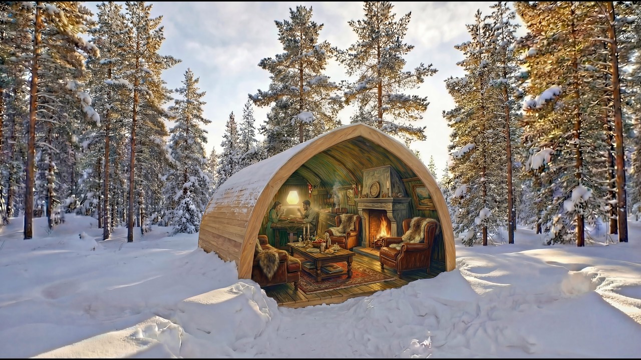 Building a Bushcraft Shelter in the Forest | Off Grid Wooden House Survival Build