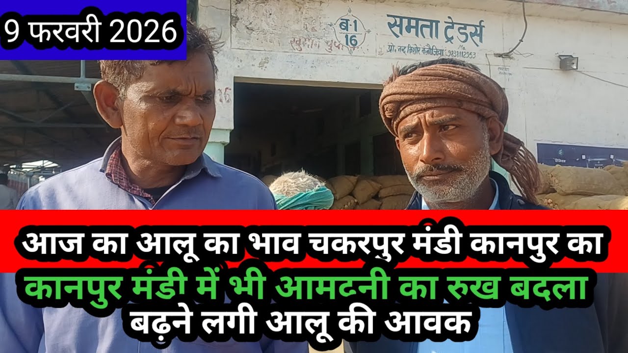 आज का आलू का भाव चकरपुर सब्जी मंडी कानपुर का 9 फरवरी 2026