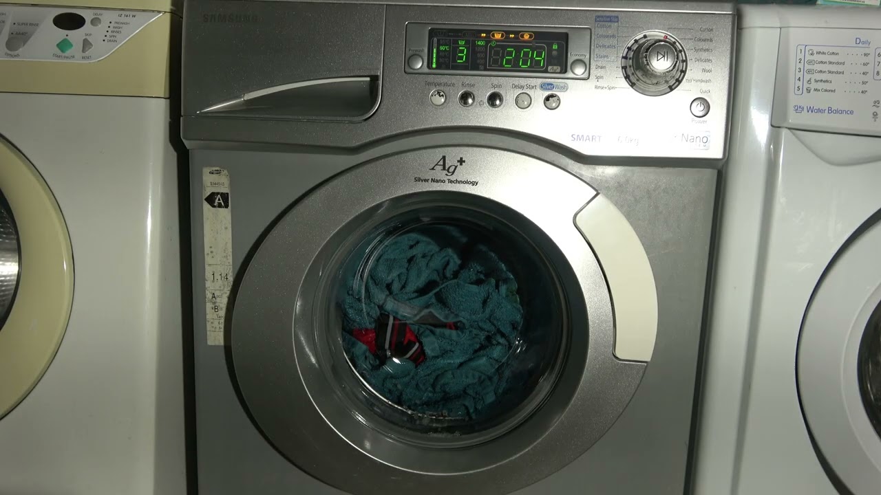 Cotton 60'c (Eco standard) / Samsung Smart 'silver nano' B1445AS Washing machine 