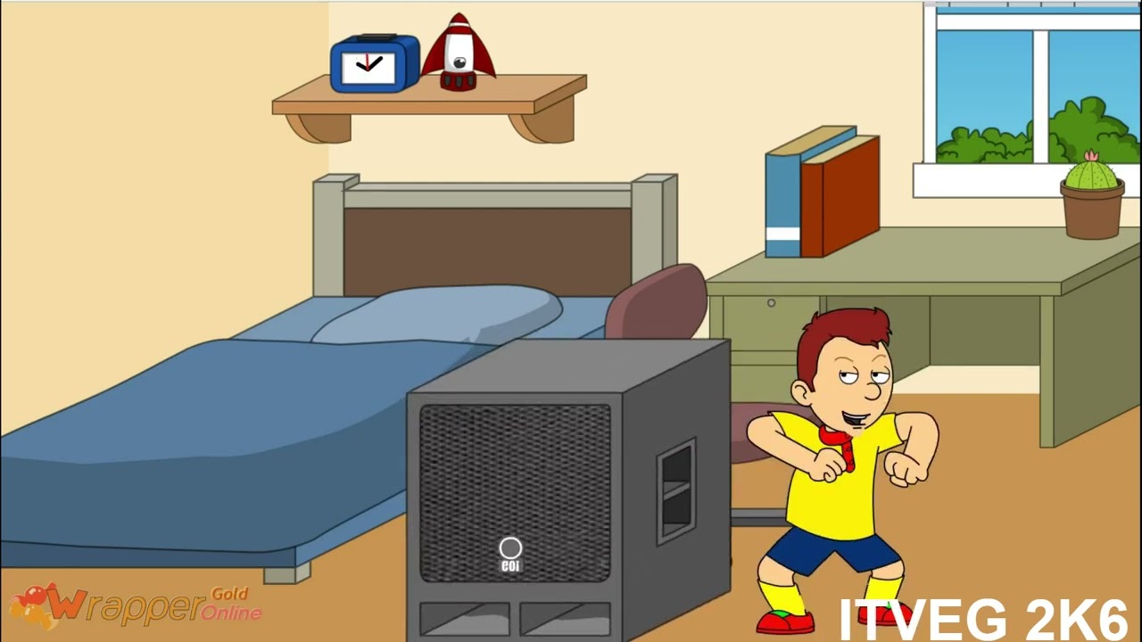 Caillou blast rick roll music while his dad is taking a rest/grounded