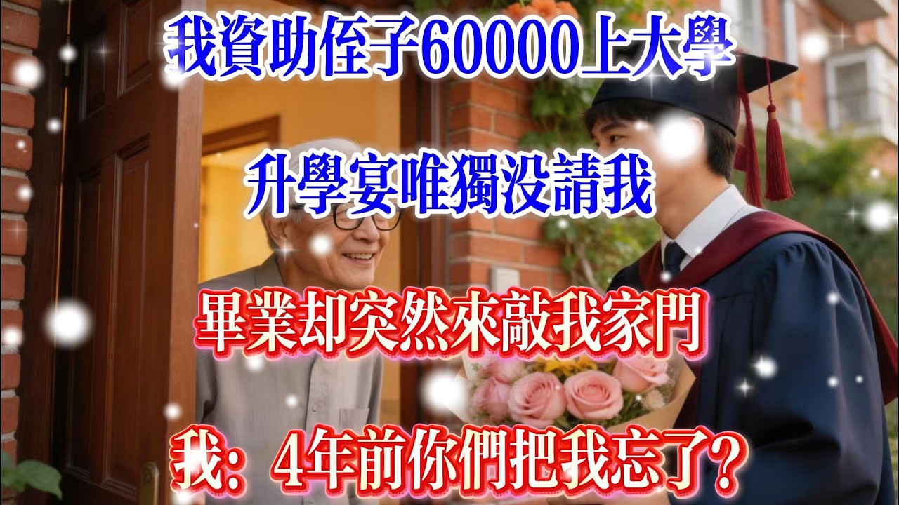 我资助侄子60000上大学，升学宴唯独没请我，毕业却突然来敲我家门, 我：4年前你们把我忘了？#情感故事 #人生感悟#情感#正能量#故事频道