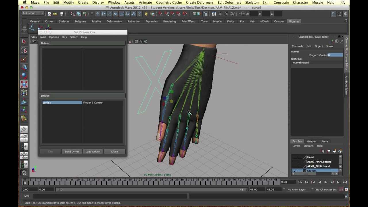 Maya Tutorial - Using Set Driven Keys to Animate Fingers