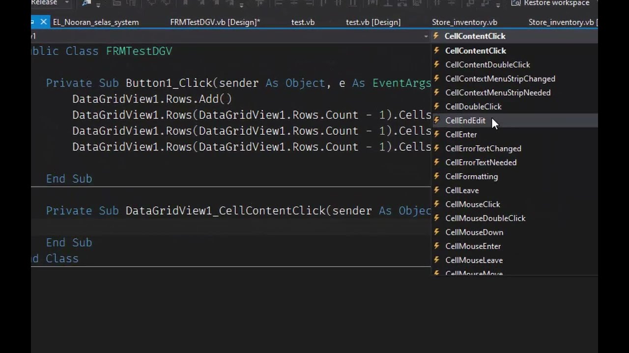 DataGridView-Part2  كيفية اجراء عملية حسابية داخل الداتا جريد فيو واختيار خلايا محددة  VB.Net