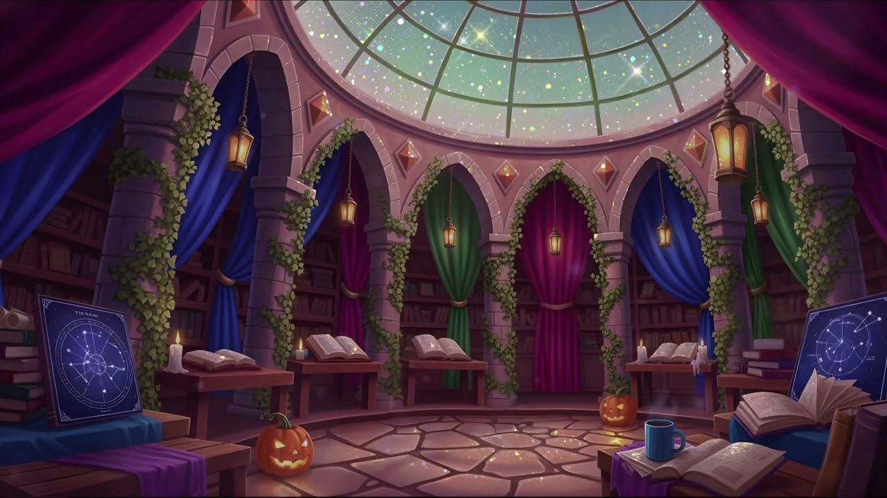 Celestial Library 💫Autumn Halloween Fantasy Lofi 📖&nbsp;Cozy Lofi Reading and Study Music