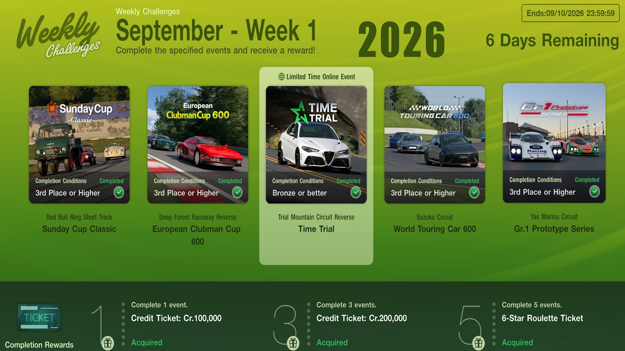 GT7|Weekly Challenges|September - Week 1|Cars & Setups(1.71)