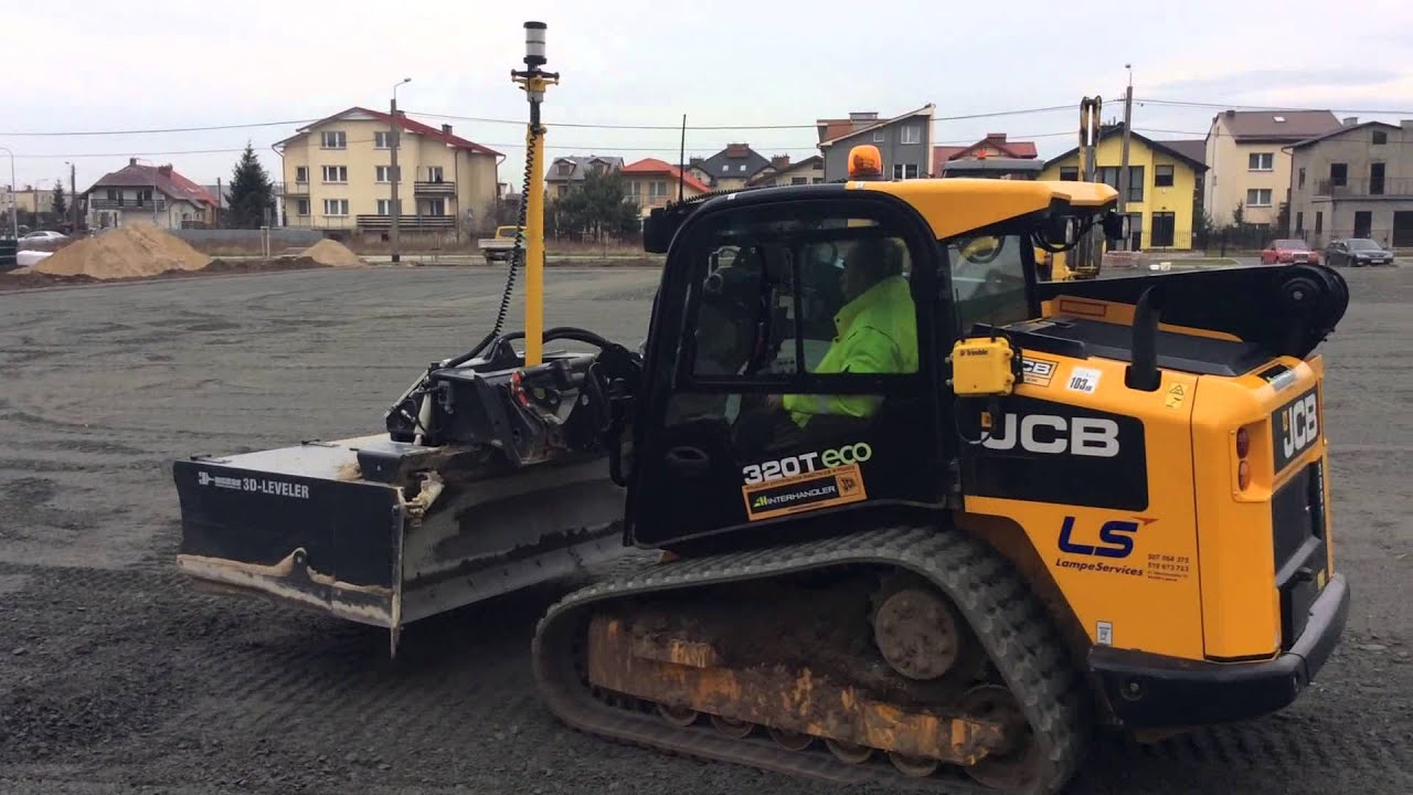 LS rownania3D,niwelacja trójwymiarowa kruszywo orlika Jcb 320T i mekos leveler 3D tachimetr Trimble