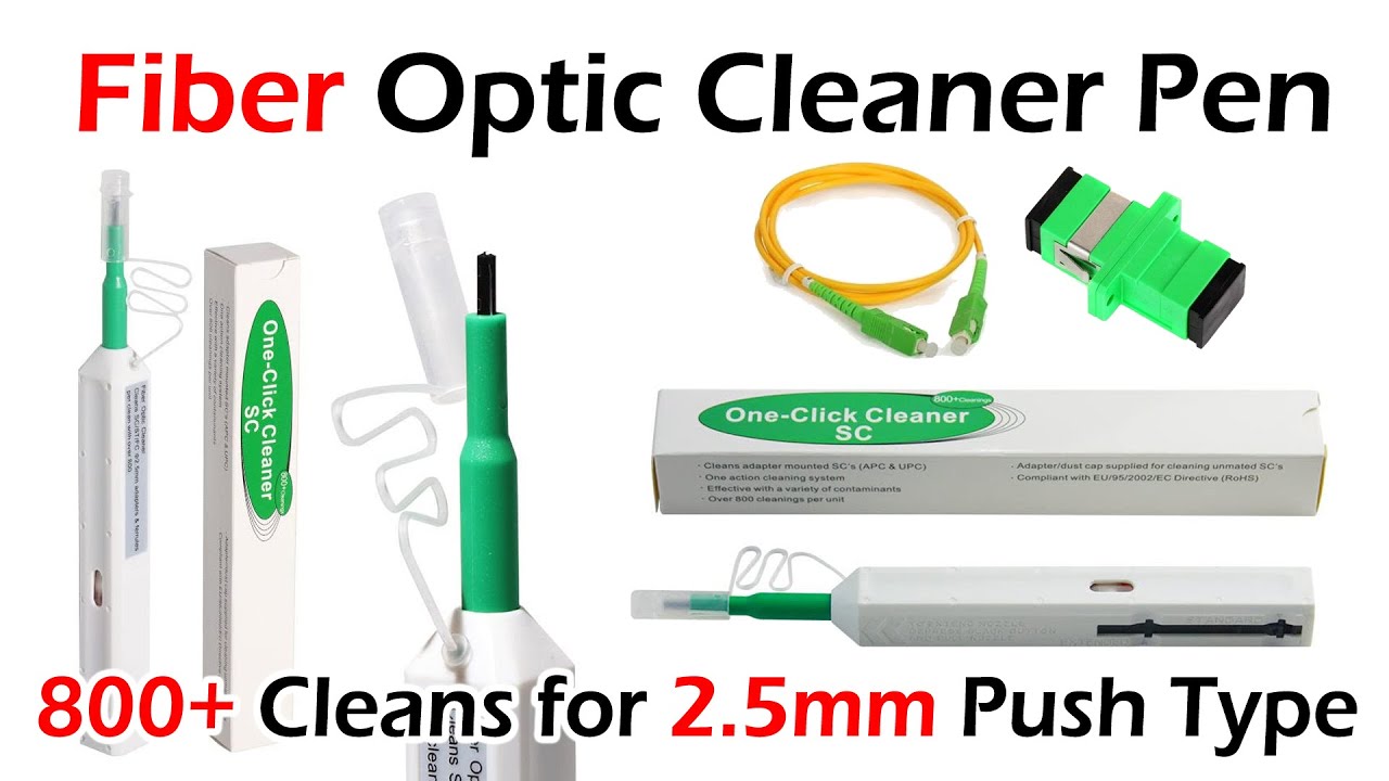 How to Clean Fiber Optic Connectors SC, ST, FC (APC/UPC) using One Click Cleaner pen SC 800 Cleaning