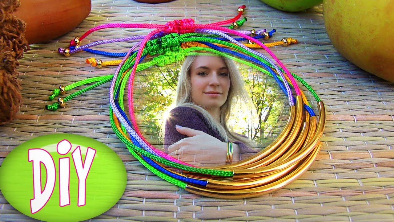 Bracelets: DIY Tube Bracelet! Bracelet Making Tutorial Out of String & Tube charm