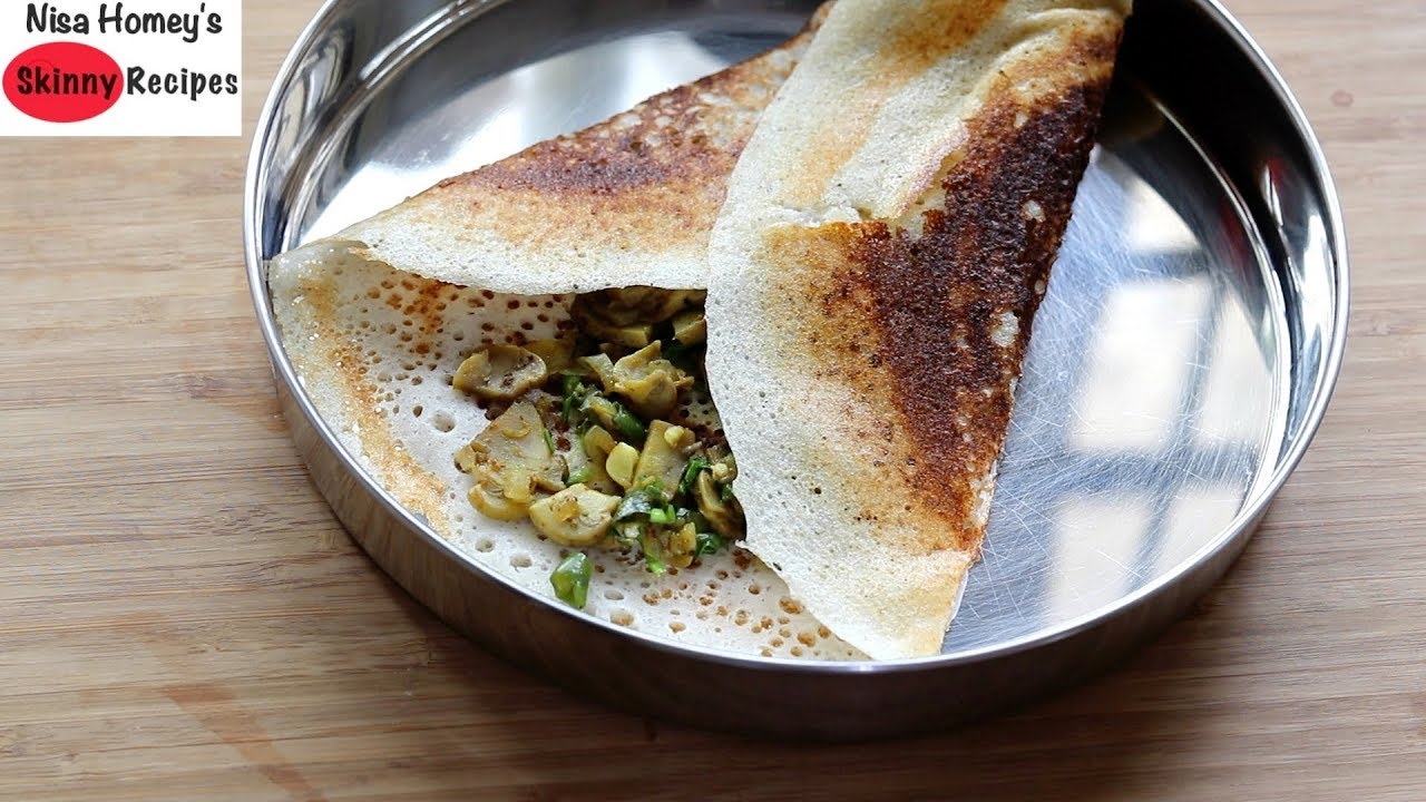 Mushroom Masala Millet Dosa Recipe - Healthy Breakfast Ideas | Skinny Recipes