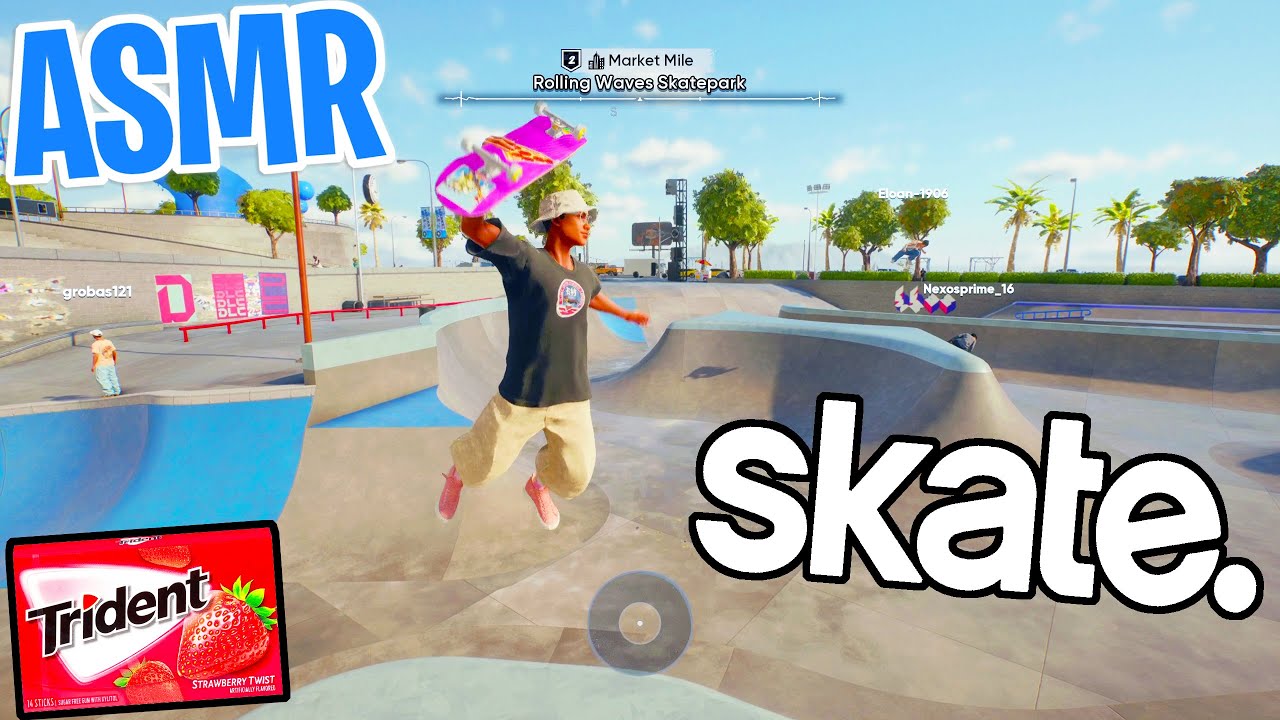 ASMR Gaming 😴 skate. Relaxing Gum Chewing 🎮🎧 Controller Sounds + Whispering 💤