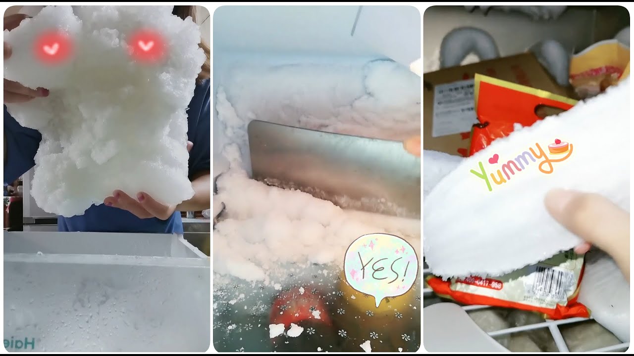 *ASMR* DEEP FREEZER SCRAPING , COLLECTING, AND EATING HUGE FROST