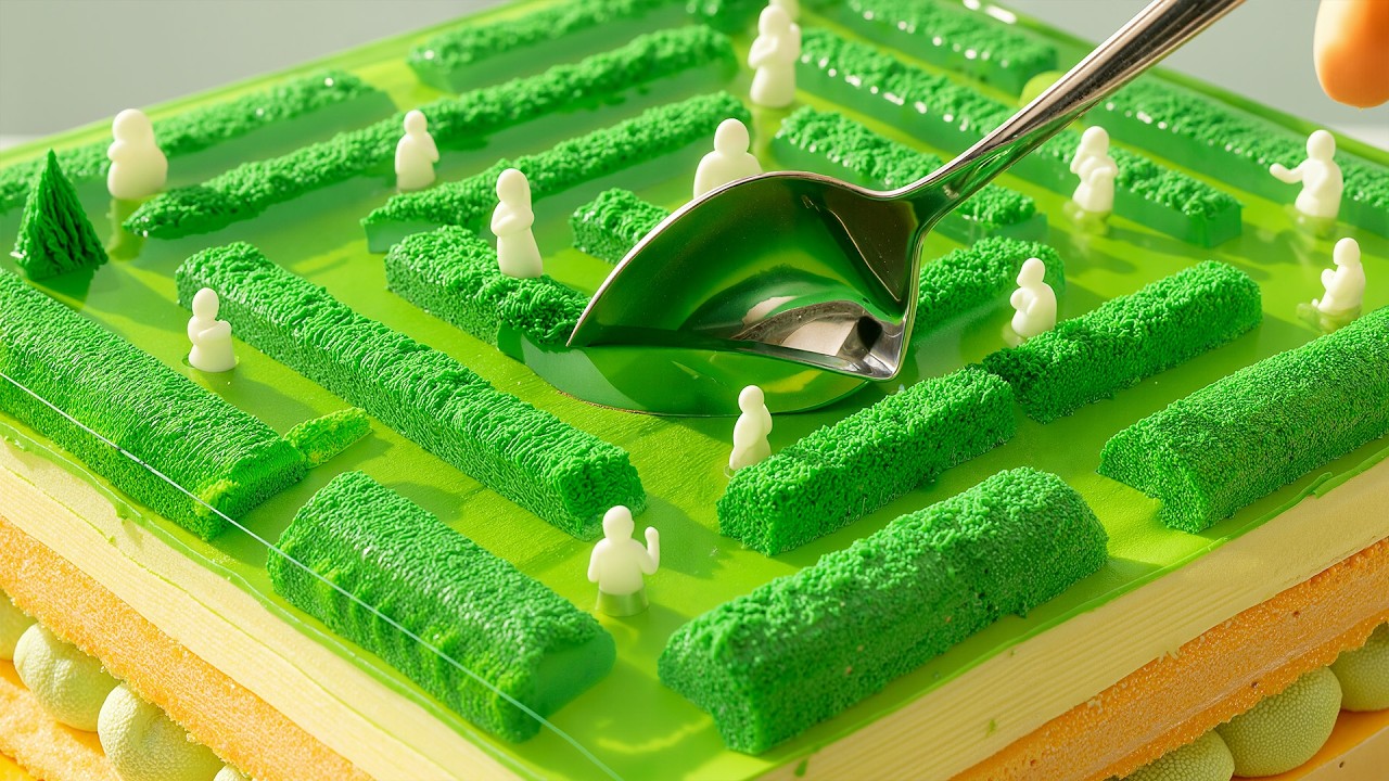 You Won’t Believe This Cake Has a Tiny World Inside 😍 Jelly Layer Cut in Slow Motion