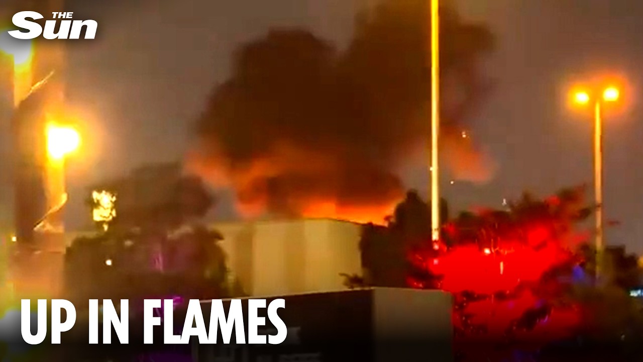 Moment 'drone attack' sparks fire at US Consulate in Dubai as as Iran continues revenge strikes