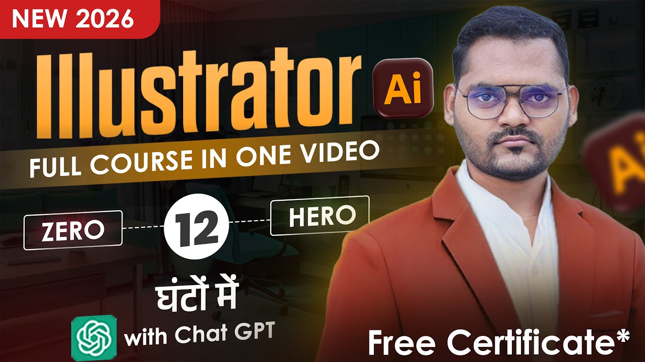 Adobe Illustrator Complete Course (12 Hours) in Hindi | Free Certificate