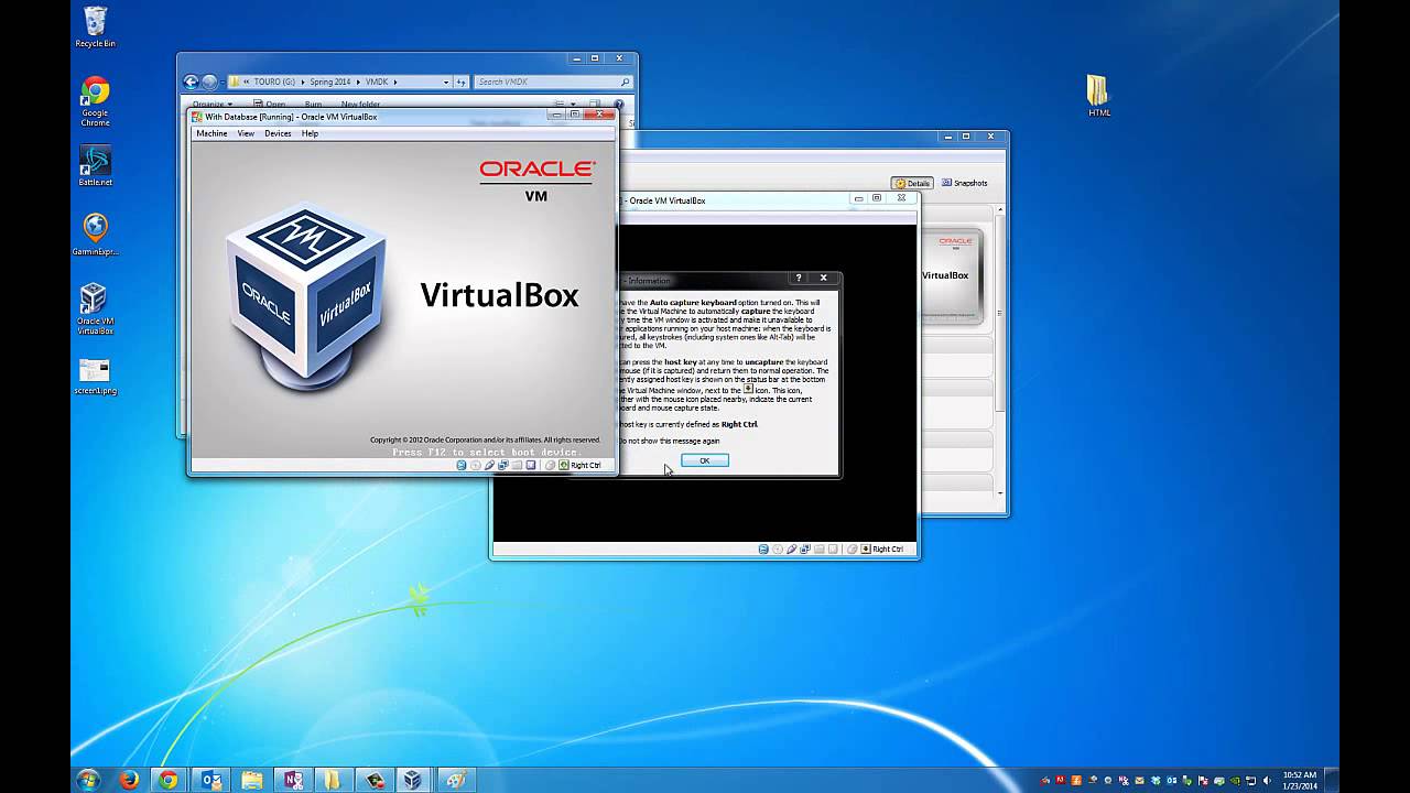 Creating a new VMDK machine with an existing file, and capturing screen shots