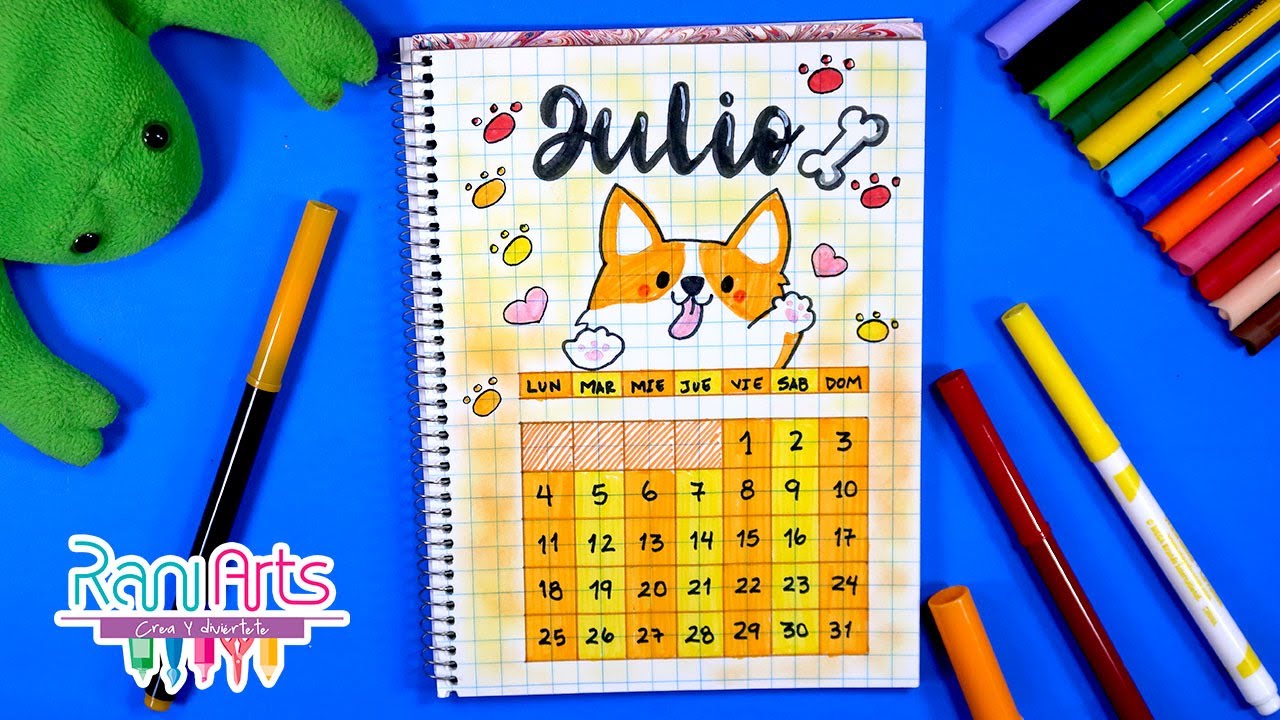 Calendario Julio - DIY - Bullet Journal, Journal, Organización
