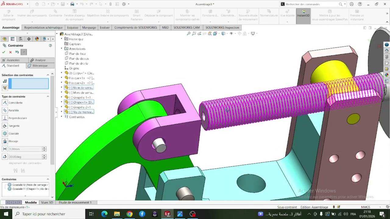 Assemblage  SOLIDWORKS pinçe à doigt