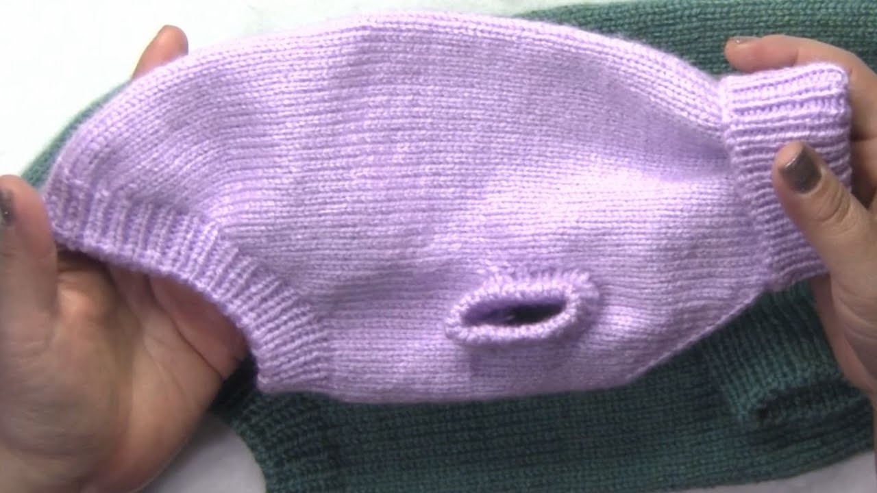 ROPA PARA MASCOTAS CHALECO BASICO   TALLE  CHICO o S   con AGUJA CIRCULAR y VUELTAS ACORTADAS part 1