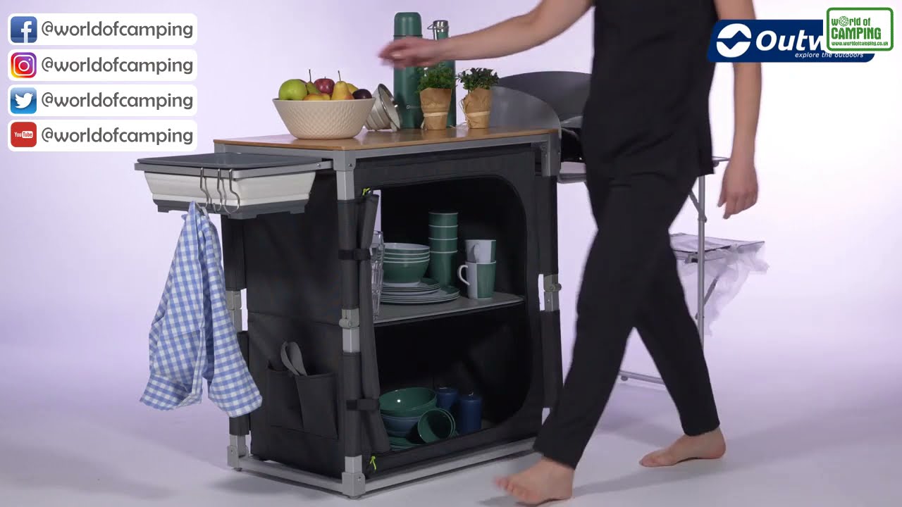Outwell Padres Kitchen Table With Bamboo Table Top & Side Unit