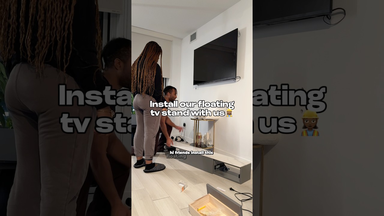 Install our floating tv stand with us 👷🏾&zwj;♀️ #homedecor #furnishing #condoliving
