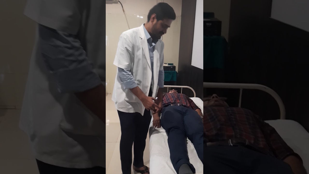 Demonstration of Heel-Knee-Shin Test in a case of Cerebellar Ataxia (Normal Subject), Dept. of Med.