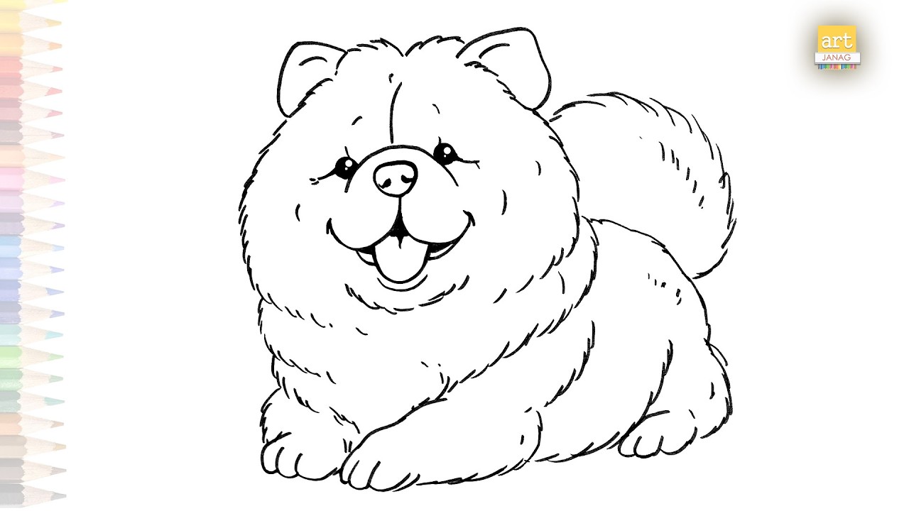 Chow Chow easy drawings | Dogs outline sketches | How to draw A Chow Chow dog puppy step by strep
