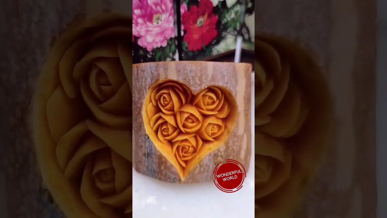 Резные розы с тыквами. Искусство в фруктовых и овощных гарнирах
